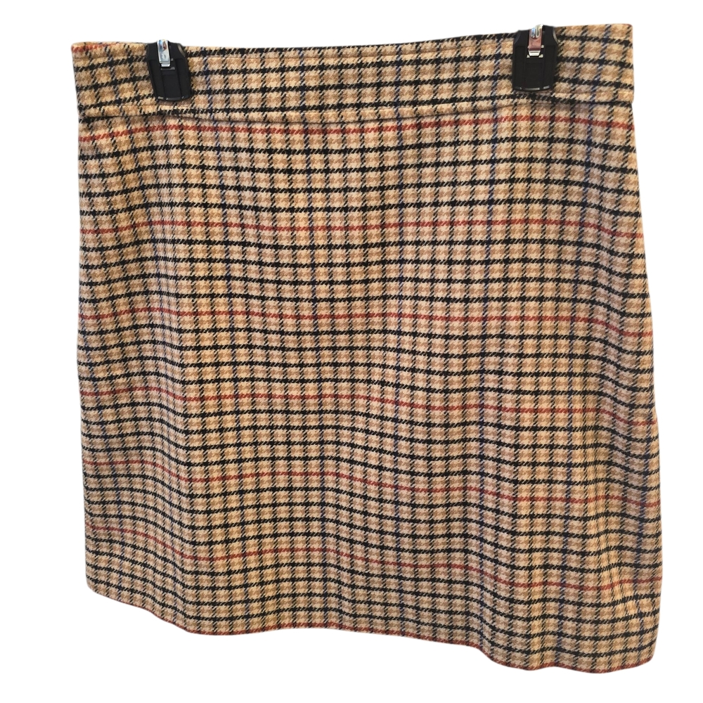 J. Crew Beige and Black Checkered Mini Skirt